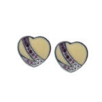 Ασημένια Σκουλαρίκια Καρδιά 925 Καρφωτά Σμάλτο Ζιργκόν Γυναικεία