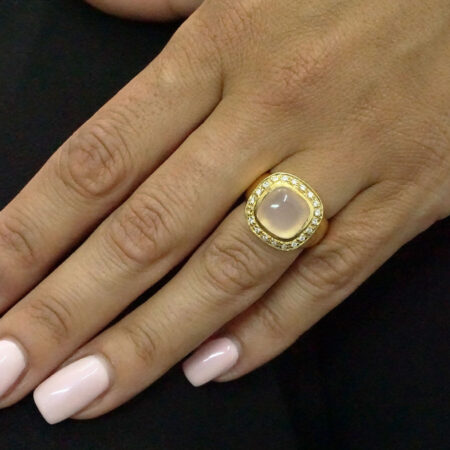 Γυναικείο Επίχρυσο Δαχτυλίδι 925 με Ροζ Πέτρα Λευκές Πέτρες Ζιργκόν