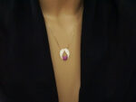 Μενταγιόν Καρδιά με Φτερά Αγγέλου Πέτρες Ζιργκόν Ροζ Επιχρυσωμένο Ασήμι 925