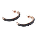 Ασημένια 925 Κρικάκια με Μαύρα Ζιργκόν Σκουλαρίκια Ροζ Γυναικεία