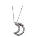 Μενταγιόν Μισοφέγγαρο 925 Αλυσίδα Λαιμού Ζιργκόν Λευκές Πέτρες Γυναικείο