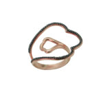 Ροζ Επίχρυσο Δαχτυλίδι Μαύρες Πέτρες Ζιργκόν Ασήμι 925