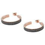 Ροζ Επίχρυσα Σκουλαρίκια Κρίκοι Ζιργκόν Πέτρες Ασημένια 925 Γυναικεία