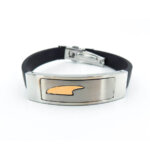 Ανδρικό Ατσάλινο Βραχιόλι Χειροπέδα Χεριού Καουτσούκ Χρυσό 14Κ