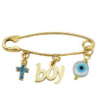 Παραμάνα Χρυσή Για Αγόρι 9Κ Παιδική Σταυρός Boy Ματάκι Γέννηση