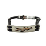 Ατσάλινο Ανδρικό Βραχιόλι με Αετό Καουτσούκ Χρυσό 14Κ