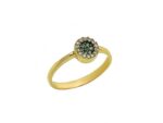 Χρυσό Δαχτυλίδι Ροζέτα 14Κ Λευκές Πράσινες Ζιργκόν Πέτρες Γυναικείο Δώρο