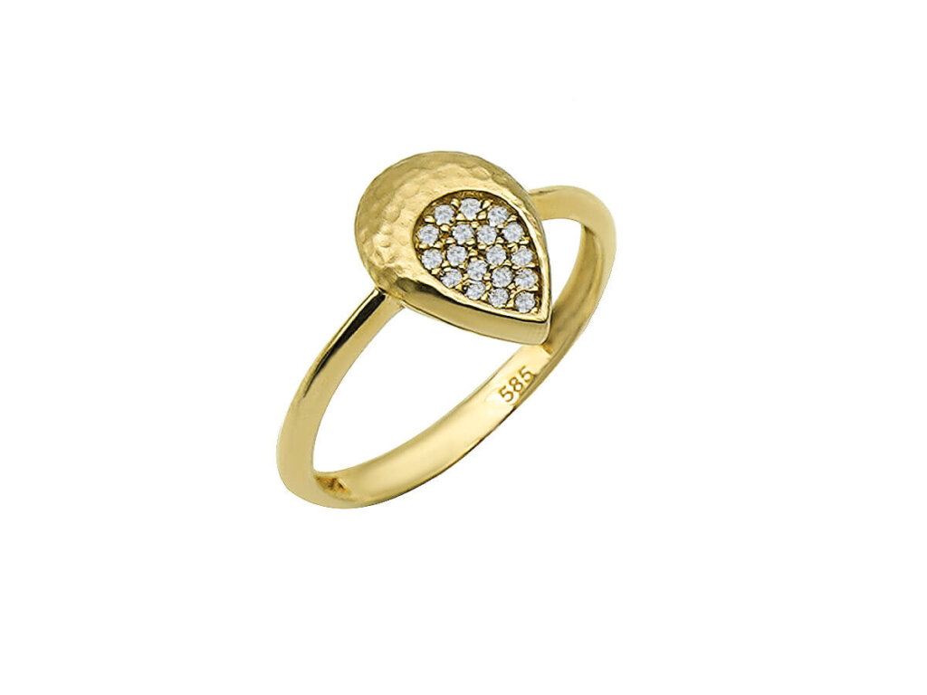 14Κ Κίτρινο Χρυσό Δαχτυλίδι με Ζιργκόν Πέτρες Γυναικείο