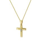 Χρυσός Σταυρός 14 Καρατίων Με Αλυσίδα