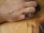 Ανδρικό Δαχτυλίδι Χειροποίητο Πέτρα Κορνεόλη Ασημόχρυσο 950 18Κ Κόσμημα