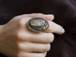 Ασημόχρυσο Δαχτυλίδι Αχάτι Ρουμπίνι Μπριγιάν Γυναικείο Κόσμημα