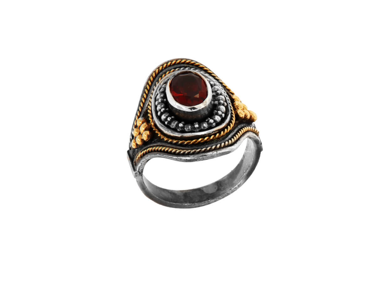 Δαχτυλίδι με Ρουμπίνι Ασημόχρυσο 950 18Κ