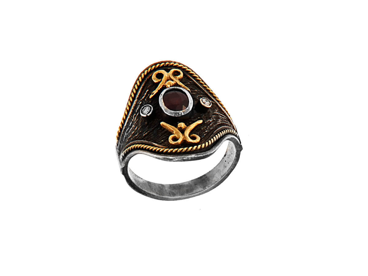Δαχτυλίδι Χειροποίητο με Ρουμπίνι Μπριγιάν Ασημόχρυσο 18Κ 950