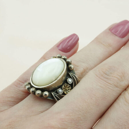 Δαχτυλίδι Χειροποίητο Madre Perla Ασημόχρυσο 950 18Κ