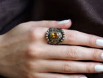 Δαχτυλίδι Χειροποίητο Citrine Μπριγιάν Ασήμι Χρυσό 18Κ Γυναίκα Δώρο Κόσμημα