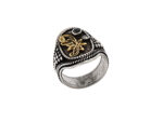 Δαχτυλίδι με Μαύρη Πέτρα Οπάλιο Μπριγιάν Ασημόχρυσο 950 18Κ Γυναικείο