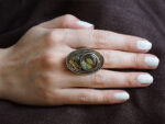 Γυναικείο Δαχτυλίδι Χειροποίητο Σμαράγδι Madre Perla Ασημόχρυσο 950 18Κ Κόσμημα