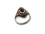 Χειροποίητο Δαχτυλίδι με Κόκκινη Πέτρα Ρουμπίνι Ασημόχρυσο 950 18Κ Γυναικείο