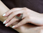Γυναικείο Δαχτυλίδι Χειροποίητο Ασημόχρυσο Πέτρα Κορνεόλη Κόσμημα Δώρο
