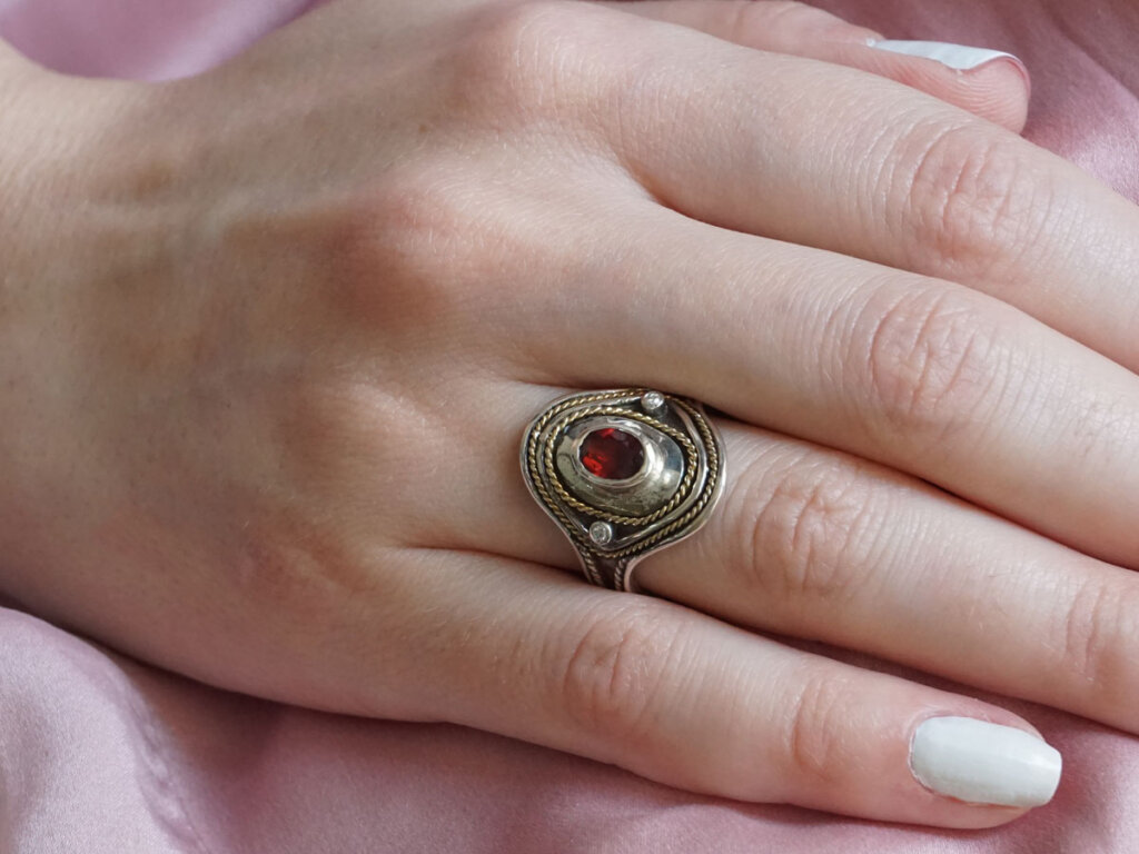 Χειροποίητο Δαχτυλίδι Διαμάντια Ρουμπίνι Γυναικείο Κόσμημα Δώρο