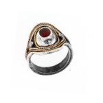 Χειροποίητο Δαχτυλίδι με Διαμάντια Μπριγιάν Ρουμπίνι Ασημόχρυσο 950 18Κ