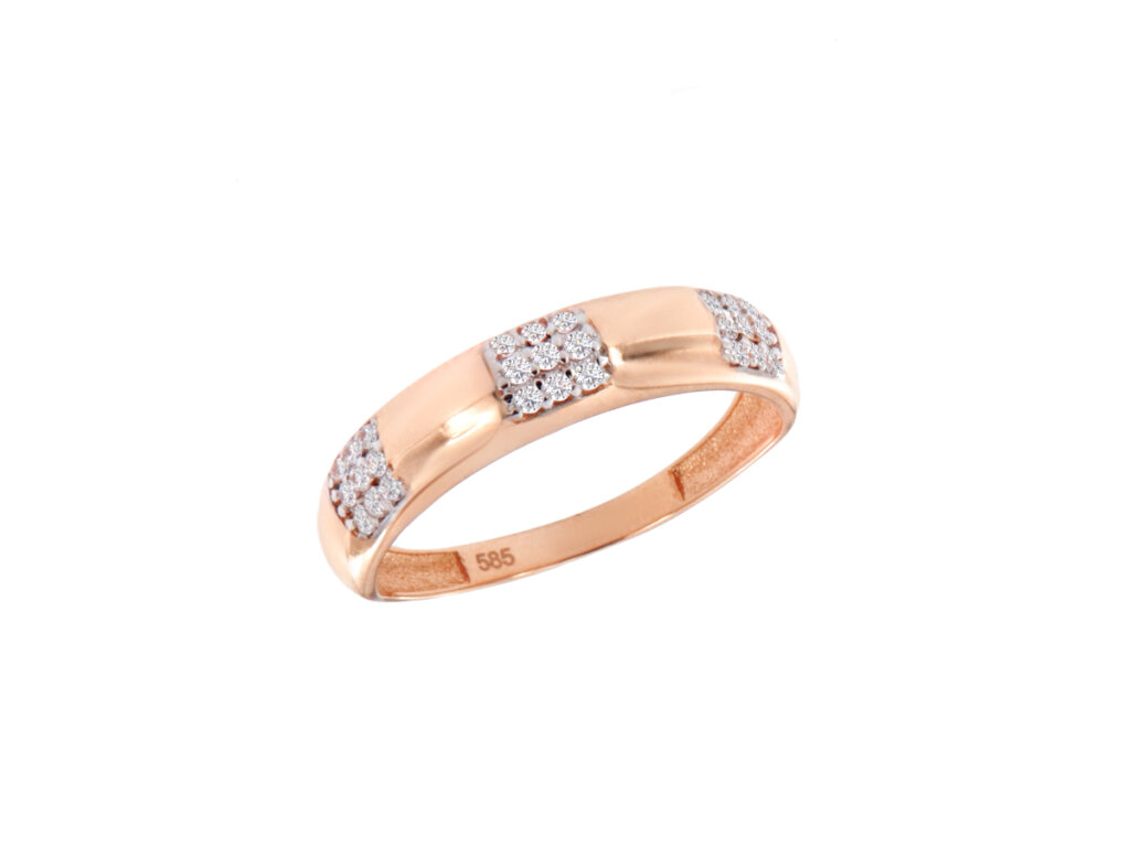 Ροζ Χρυσό Δαχτυλίδι με Ζιργκόν Πέτρες Γυναικείο 14 Καρατίων