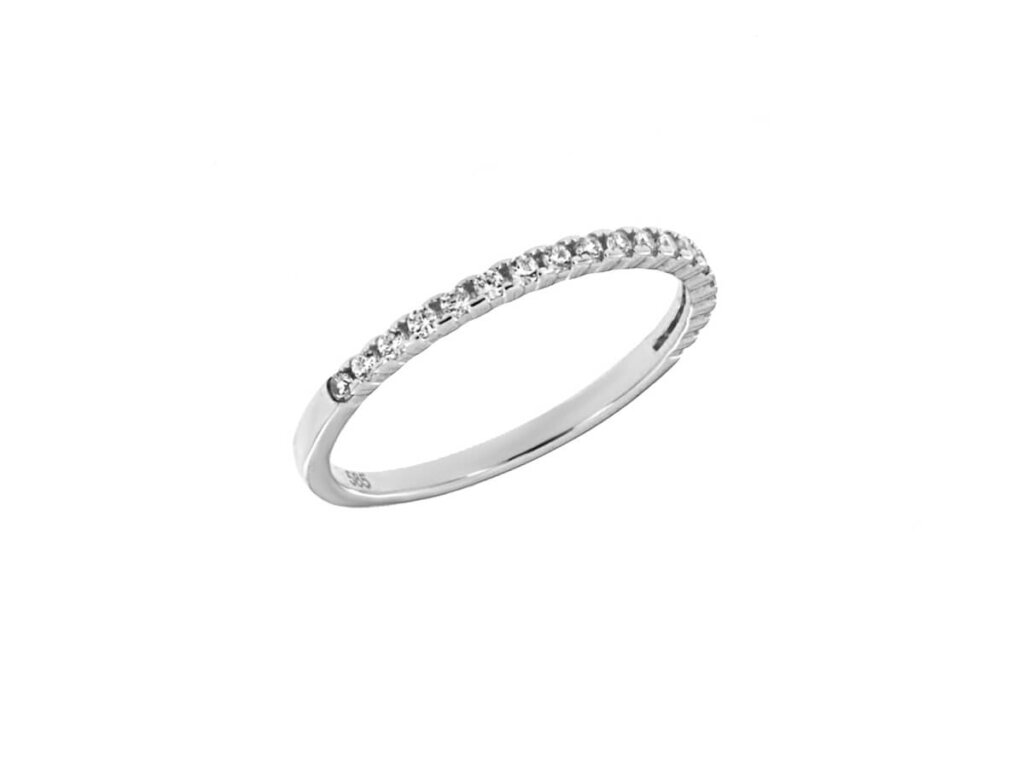Δαχτυλίδι Μισόβερο 14Κ Λευκές Ζιργκόν Πέτρες Λευκόχρυσο Γυναικείο Κόσμημα