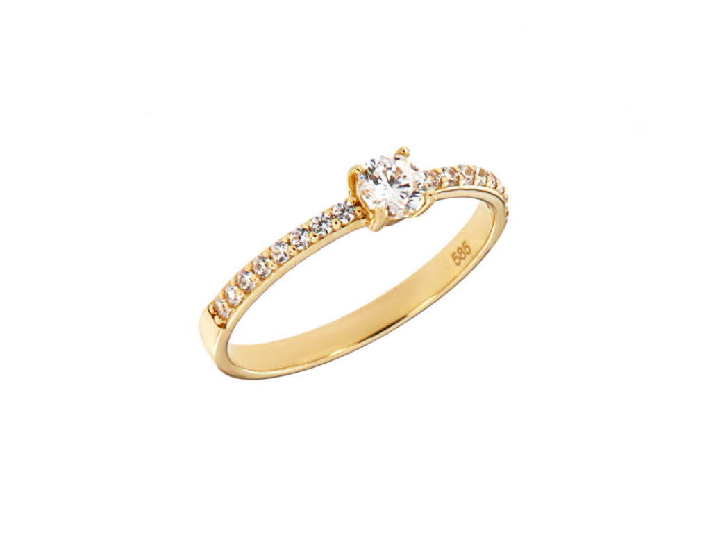 Χρυσό Μονόπετρο 14 Καρατίων Ζιργκόν Δαχτυλίδι Γυναικείο Δώρο