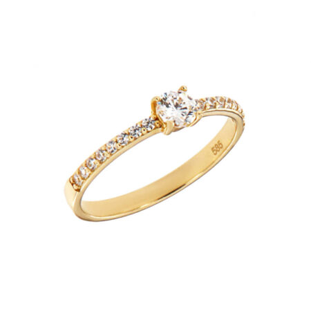 Χρυσό Μονόπετρο 14 Καρατίων Ζιργκόν Δαχτυλίδι Γυναικείο Δώρο
