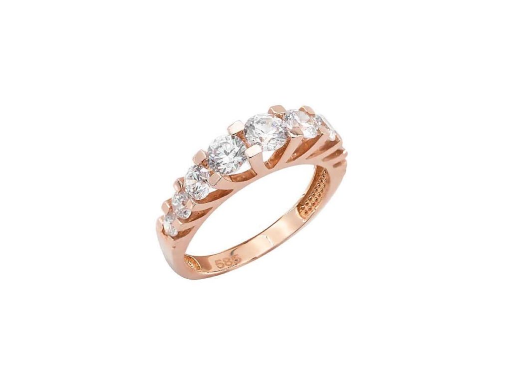 Δαχτυλίδι Σειρέ Ροζ Χρυσό 14Κ Με Ζιργκόν Πέτρες