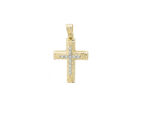 Χρυσός Γυναικείος Σταυρός 14Κ Με Ζιργκόν Λευκές Πέτρες Βάπτιση Αρραβώνας