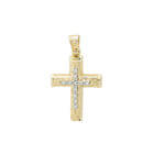 Χρυσός Γυναικείος Σταυρός 14Κ Με Ζιργκόν Λευκές Πέτρες Βάπτιση Αρραβώνας