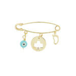 Παιδική Παραμάνα Με Σταυρό Ζιργκόν Πατουσάκι Ματάκι Χρυσή 9Κ