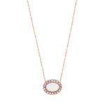 Ροζ Χρυσό Κολιέ Ροζέτα 9Κ Με Σμάλτο Και Ζιργκόν Πέτρες