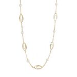 Χρυσό Κολιέ Με Μαργαριτάρια Και Διάτρητα Μοτίφ 9Κ