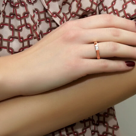 Γυναικείο Δαχτυλίδι Ροζ Χρυσό 14 Καράτια Ζιργκόν Λευκή Πέτρα