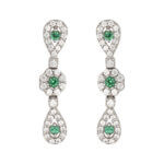 Λευκόχρυσα Σκουλαρίκια 14 Καράτια Πράσινες Ζιργκόν Πέτρες