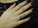 14 Καράτια Λευκόχρυσο Δαχτυλίδι Μπλε Πέτρα Ροζέτα