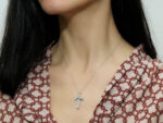 Λευκόχρυσος Γυναικείος Σταυρός 18 Καρατίων Μπριγιάν