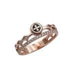 Ροζ Χρυσό Δαχτυλίδι 14 Καρατίων Με Σταυρό Και Ζιργκόν Πέτρες