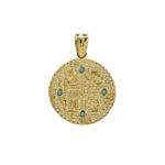 Χρυσό Φλουρί ΙΧΝΚ Γαλάζιες Ζιργκόν Πέτρες 9 Καράτια