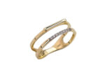 Χρυσό Διπλό Δαχτυλίδι 14 Καράτια Με Ζιργκόν Πέτρες Λευκές Γυναικείο