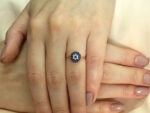 Ασημένιο 925 Ροζ Επίχρυσο Δαχτυλίδι με Ζιργκόν Πέτρες Λευκές Μπλε