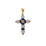Χρυσός Σταυρός 18 Καράτια Αχάτης lapis Lazuli Γυναικείος