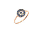 Ροζ Επίχρυσο Δαχτυλίδι από Ασήμι 925 με Ζιργκόν Πέτρες Μπλε Λευκές Γυναικείο