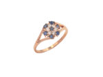 Δαχτυλίδι με Πέτρες σε Σχήμα Λουλουδιού Ασήμι 925 Γυναικείο Ροζ Επίχρυσο