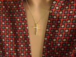 Χρυσός Σταυρός με Ζιργκόν Λευκές Πέτρες Αλυσίδα Λαιμού 9 Καράτια Γυναίκα Κορίτσι