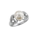 Δαχτυλίδι 18 Καράτια Λευκόχρυσο Διαμάντια Μαργαριτάρι