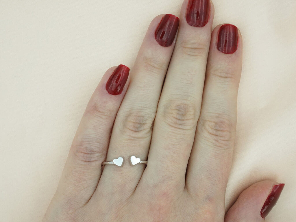 Λευκόχρυσο 14 Καρατίων Γυναικείο Δαχτυλίδι Καρδούλες
