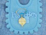 Χρυσή Παραμάνα Κωνσταντινάτο 9 Καράτια Ζιργκόν Γαλάζιες Πέτρες Γέννηση Βάπτιση Αγόρι